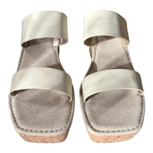Sam Edelman Alyssa Ivory Leather Cork Wedge Sandals – Size 10.5 (Box says 9.5)